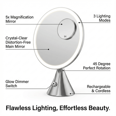 LumiGlam Pro Cosmetic Vanity Mirror in Chrome