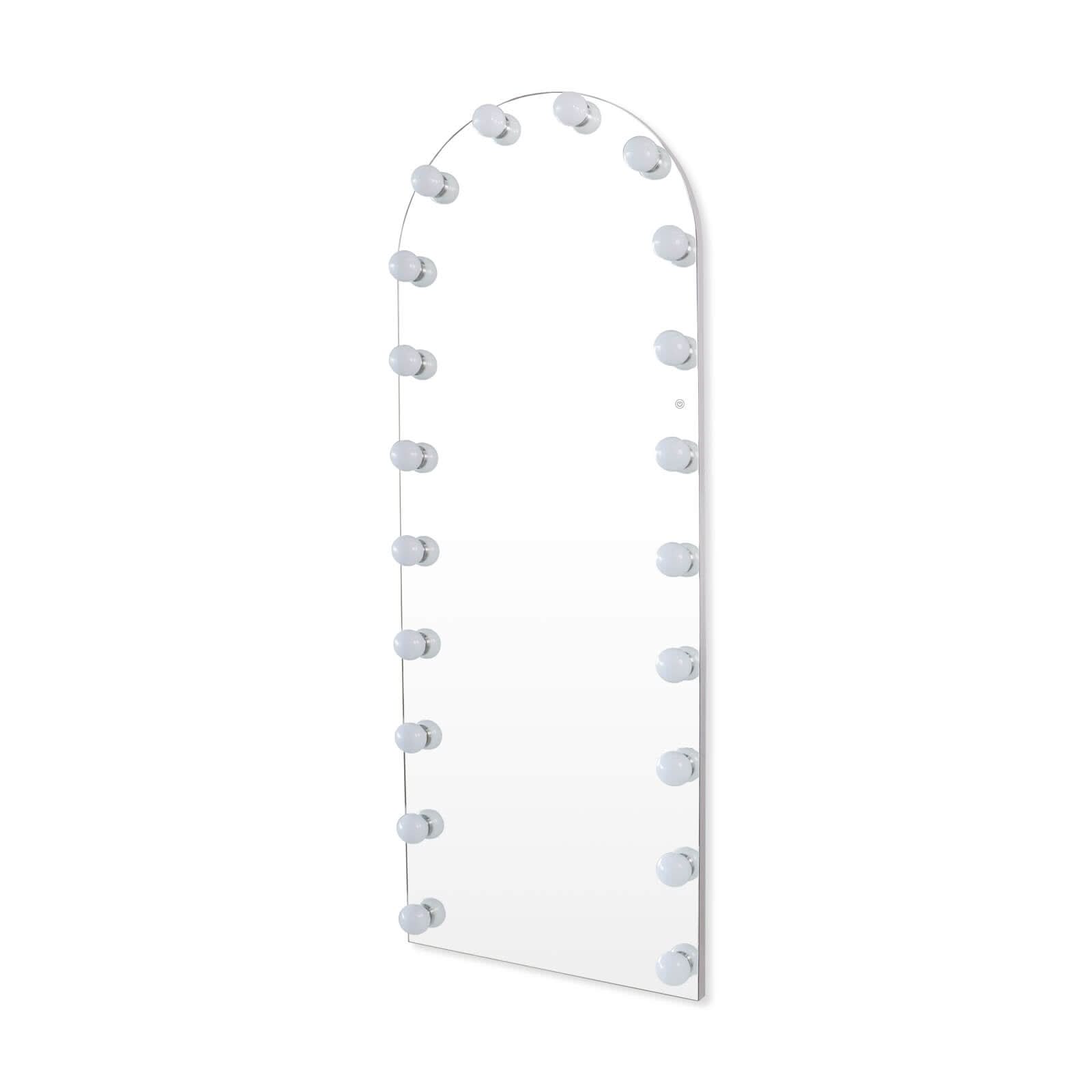 Hollywood mirror with LED lights, 160x60cm, arched design, perfect for glamorous makeup and selfies, dimmable with 3 light modes.