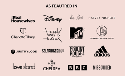 Logos of brands as featured in, including Disney, MTV, BBC, Adidas, and more.