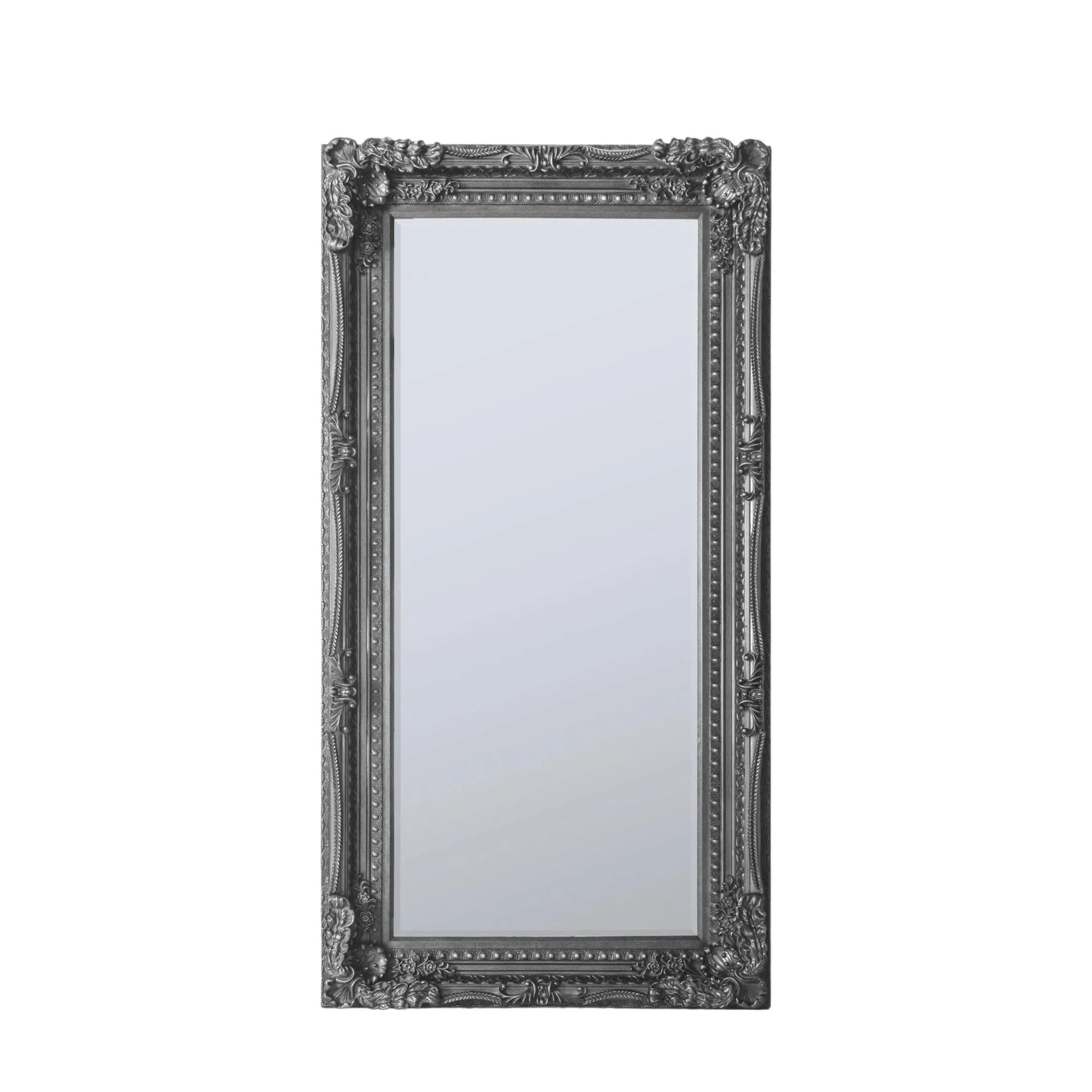 Charles Silver Leaner Mirror 176cm x 90cm with ornate carved frame, elegant addition to any room, full-length reflective surface