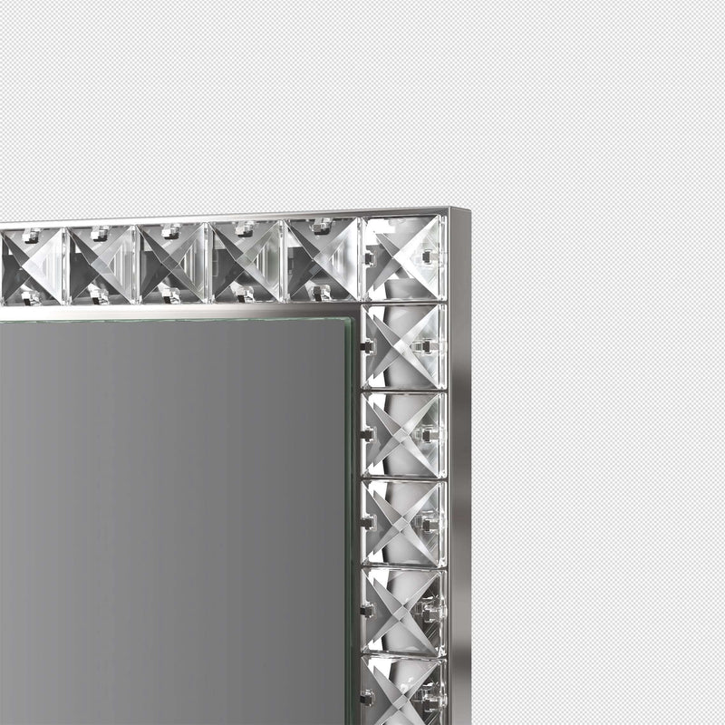 Crystal Edge Full Length Mirror 50 x 155cm with LED lighting in modern bedroom setting.