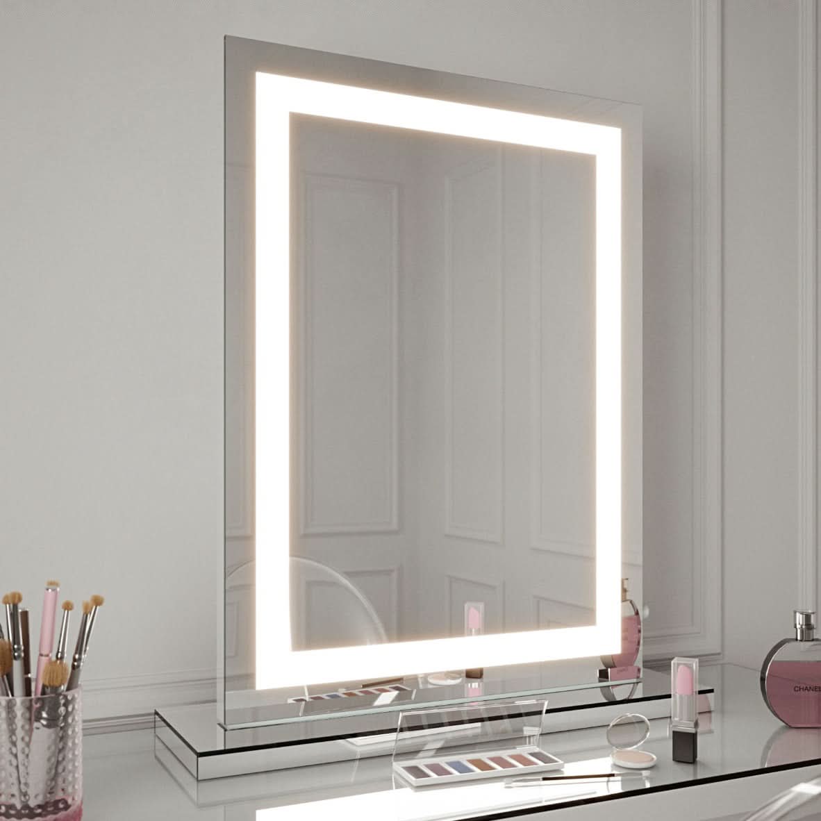 crystal pro portrait mirror table top 80 x 60cm illuminated leds