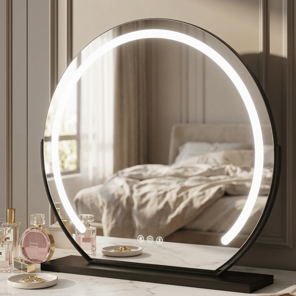 LED Vanity Mirror elegantly illuminating a stylish dressing table.