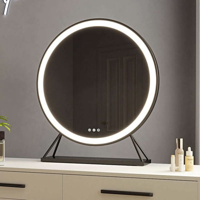 Grace Black Frame Hollywood Mirror with Adjustable LED Lighting, 60x63cm, adding elegance to any dressing room.