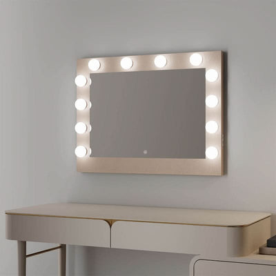Jolie Gold Hollywood Mirror 80 x 60cm with adjustable lighting, perfect for flawless makeup and enhancing any vanity space.