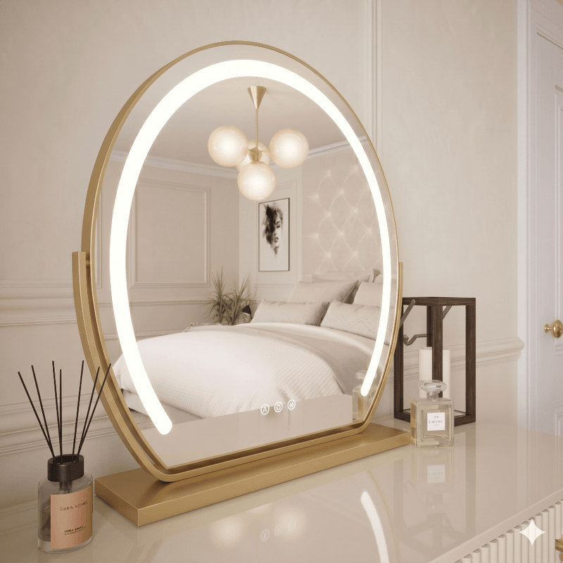 Sienna LED Vanity Mirror on a stylish dressing table with elegant decor.
