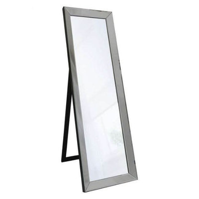 Angled Luna Mirror with Gray Frame and Stand, Elegant Cheval Design, Ideal for Home Decor, 480mm Wide, 1550mm Tall Mirror