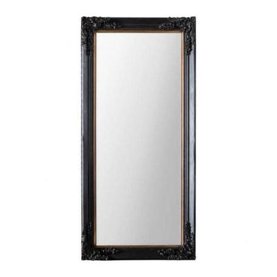 Antique Black Large Harrelson Mirror with baroque mouldings, available for delivery in 7-10 days, dimensions 1700x800 mm.