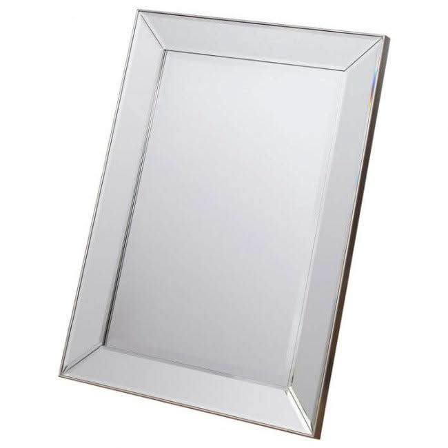 Baskin Rectangle Champagne Mirror - Small with elegant bevelled frame, ideal for brightening spaces with reflected light.
