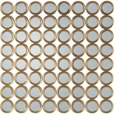 Carrington Small Circles Mirror with 64 gold-framed segments, contemporary design, elegant wall decor