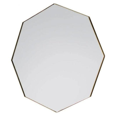 Champagne octagon Bowie mirror with shallow angles and silver frame, perfect for living room or powder room decor, 800x800mm.