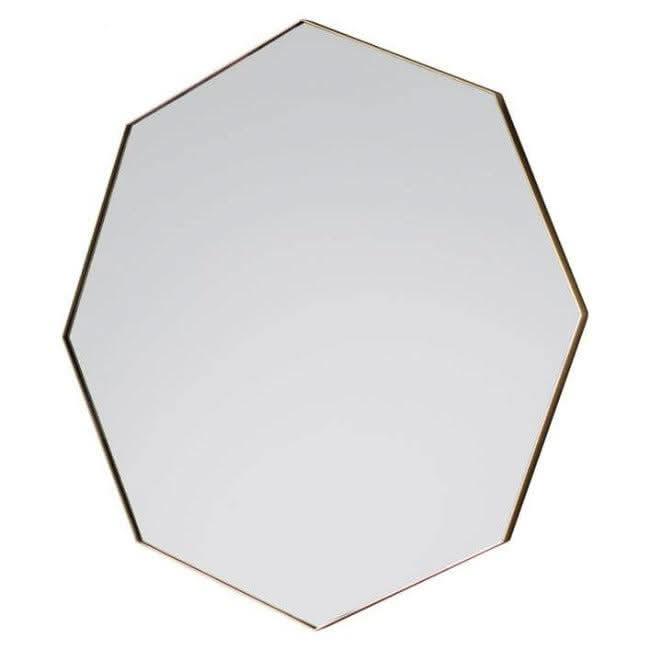 Champagne Octagon Bowie Mirror with silver frame, 800mm, stylish design for living or powder room decor