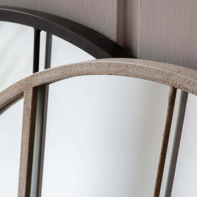 Close-up of Hailey Black and White Arch Wall Mirrors with iron and MDF framing.