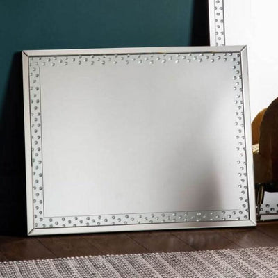 Large Eastmoore Silver Mirror with bevelled inlaid frame enhancing home décor.