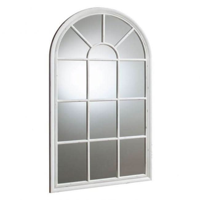 Large arched Fulshaw mirror with light crackle texture, ideal for living rooms or bedrooms, enhancing space and style, 800x1400 mm.