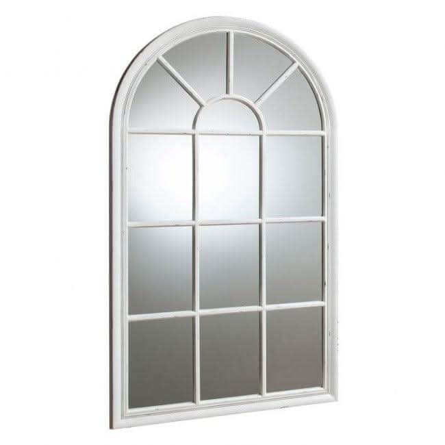 Large arched Fulshaw mirror with light crackle texture, ideal for living rooms or bedrooms, enhancing space and style, 800x1400 mm.