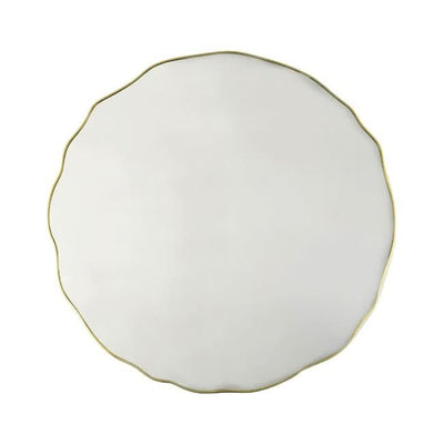 Large round champagne mirror with elegant metal frame, ideal for modern decor. Adds charm to spaces. Diameter 1016 mm.