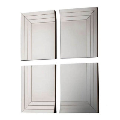 Quart Mirror Set of 4 with bevelled glass frames, perfect for enhancing light and style in your home decor.