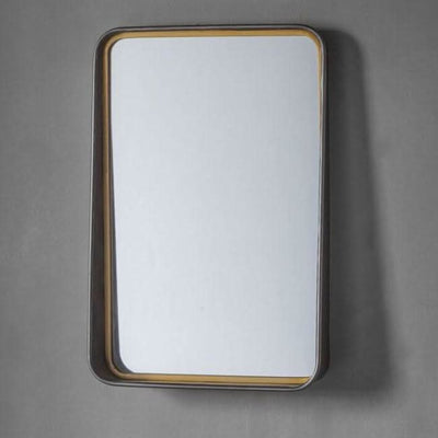 Rectangle Earl Mirror with tapered frame and two-tone finish, perfect for stylish home decor.