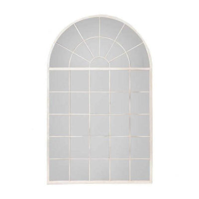 Silver Hemsworth Leaner Mirror with arched window pane design, 1000mm x 1600mm dimensions, elegant decor for home.