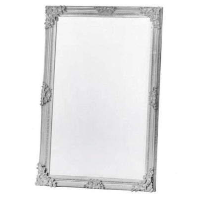 Stone gray small baroque style mirror with detailed frame, perfect for adding sophistication to any room's decor.