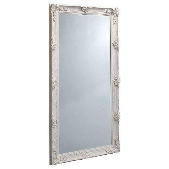 Victoria Cream XL Leaner Mirror 165cm x 80cm with Baroque wood frame, elegant full-length, ideal for bedrooms or bathrooms.