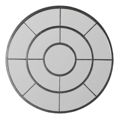 Welling round mirror in black with bold frame, modern window-style design, dimensions 800mm height and width