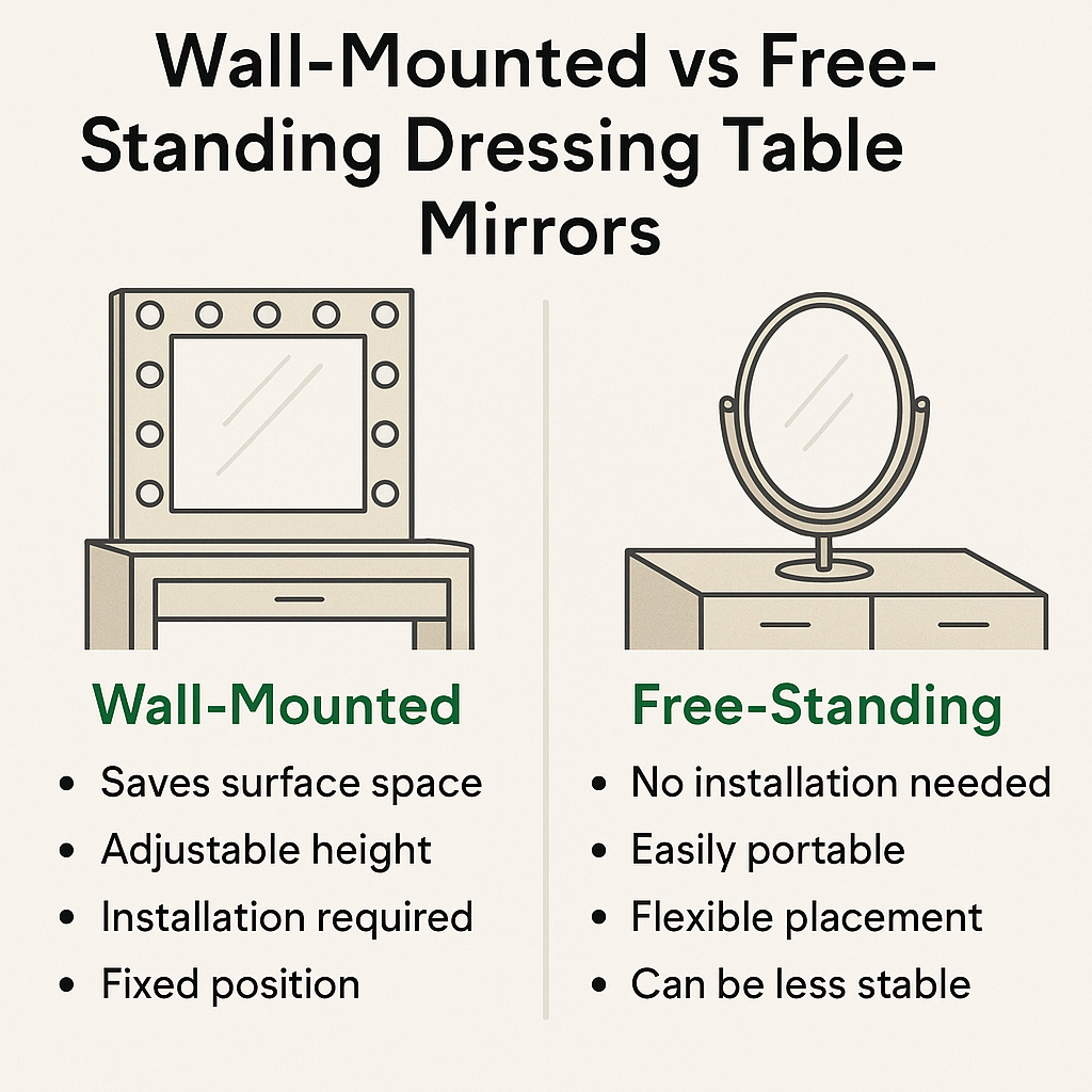 Wall-Mounted vs Free-Standing Dressing Table Mirrors: