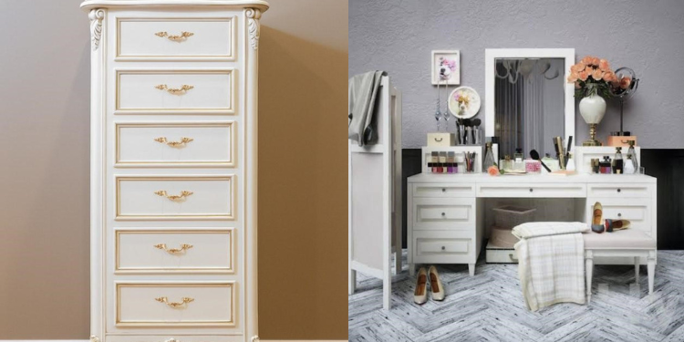 chinese dress ladies Modern Dressing Table Large Vanity Desk with Mirror and Lights main image 0