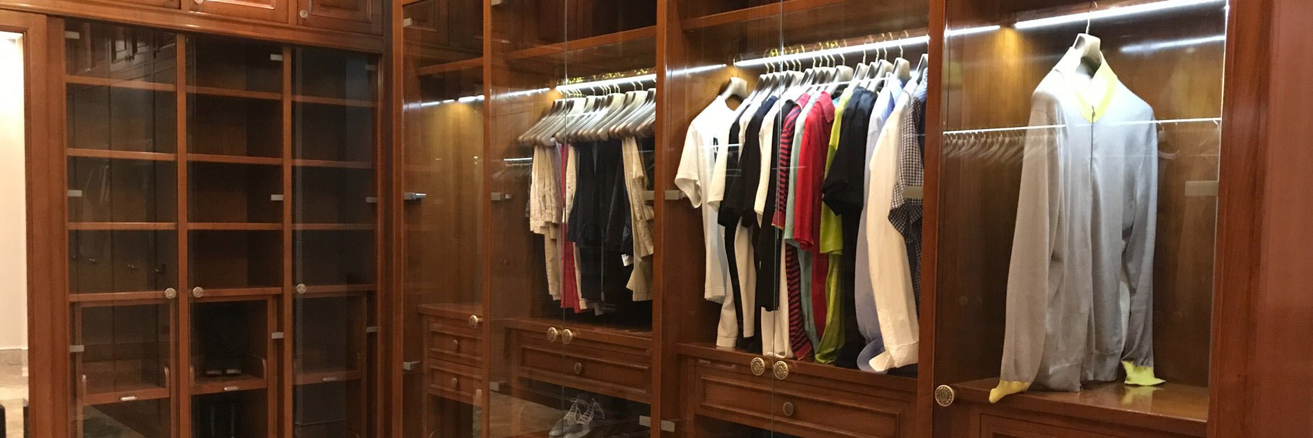 Brown wooden closet