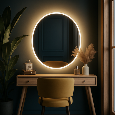 Pre Order Mid June Ava Round Wall Mounted Mirror Backlit