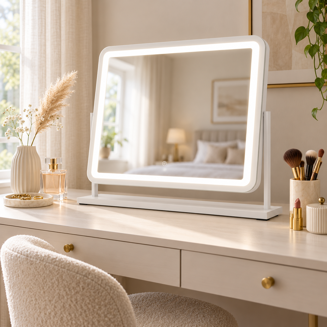Pre Order Mid October Luna White 58cm LED Vanity Mirror with Tilt Stand