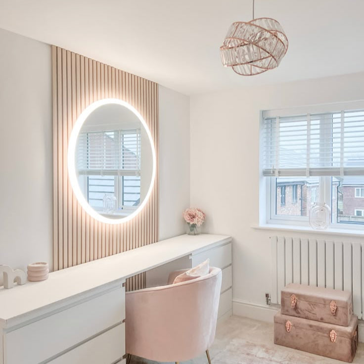 Ava Round dressing table mirror wall mounted 80cm led