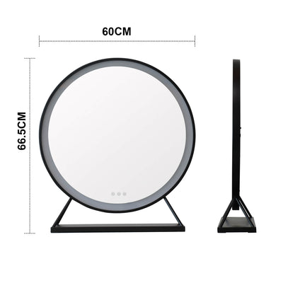 PRE ORDER Mid JUNE Grace Round Hollywood Mirror Black 60x63cm