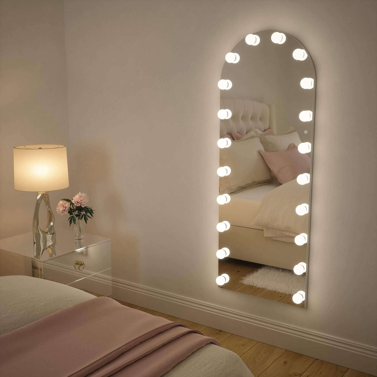 Angelina Full-Length Arch Hollywood Mirror | Arched LED Floor Mirror ...
