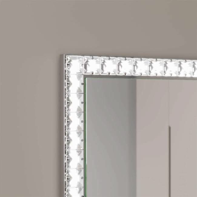Close-up of Crystal Edge Full Length Mirror showcasing detailed design and luxurious style with reflective crystal edges.