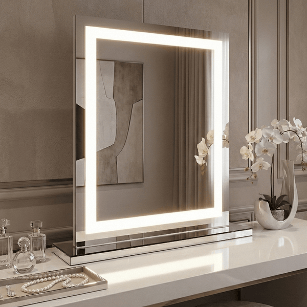 Crystal Pro Mirror Portrait 60cmx80cm with LED lighting and crushed sandblasted crystal embellishments.