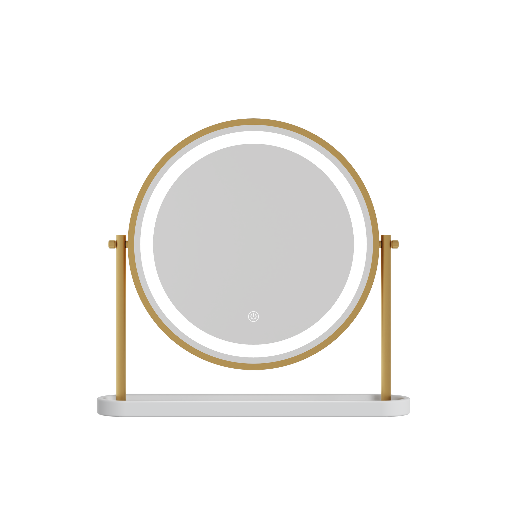 Pre Order Middle October Island Round LED Vanity Mirror – Glamour Gold with glamorous gold tilt and lights, 40cm round design.