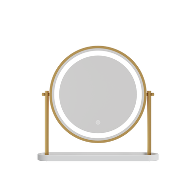 Pre Order Middle October Island Round LED Vanity Mirror – Glamour Gold with glamorous gold tilt and lights, 40cm round design.