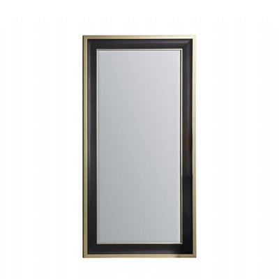 The Hudson Black & Gold Full Length Mirror by Hollywood Mirrors is a full-length rectangular wall mirror with bevelled glass and a striking black and gold double frame, shown against a plain white background.