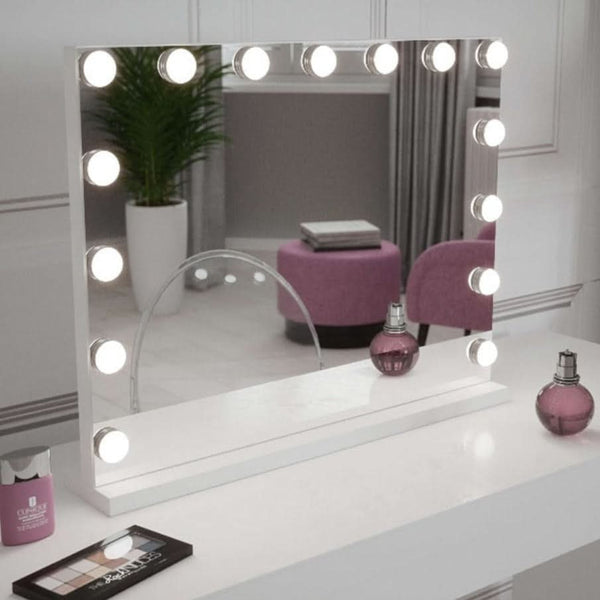 Jessica Hollywood Mirror 58cmX46cm vanity mirror with LED lights, perfect for makeup and beauty routines, elegant and customizable lighting.