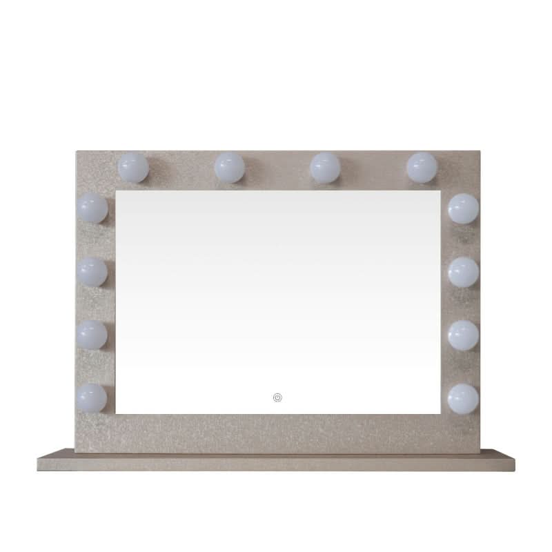 Stylish Jolie Gold Hollywood Mirror 80 x 60cm with flawless lighting for glamourous makeup and TikTok-ready setup. Perfect gift.