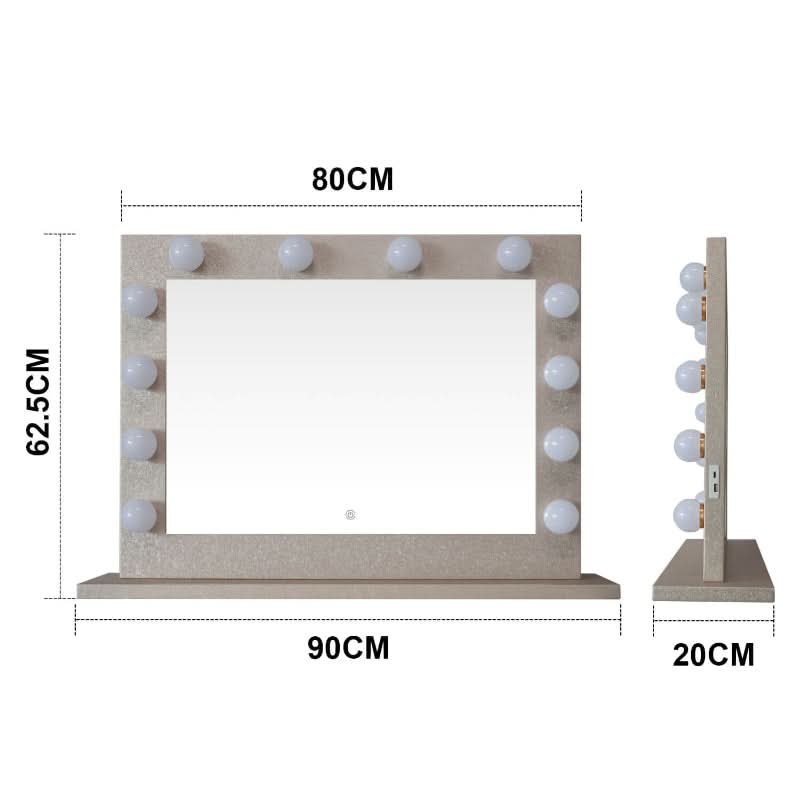 Jolie Gold Hollywood Mirror 80 x 60cm with adjustable lighting, perfect for makeup and beauty routines, enhances any room decor.