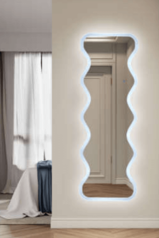wave mirror with lights full length wall mounted
