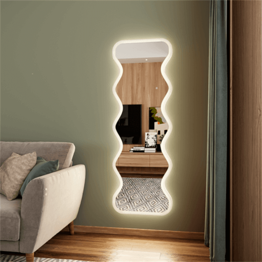 Lana Wavy Full-Length Mirror 160 x 50cm with Modern Italian Design in Living Room