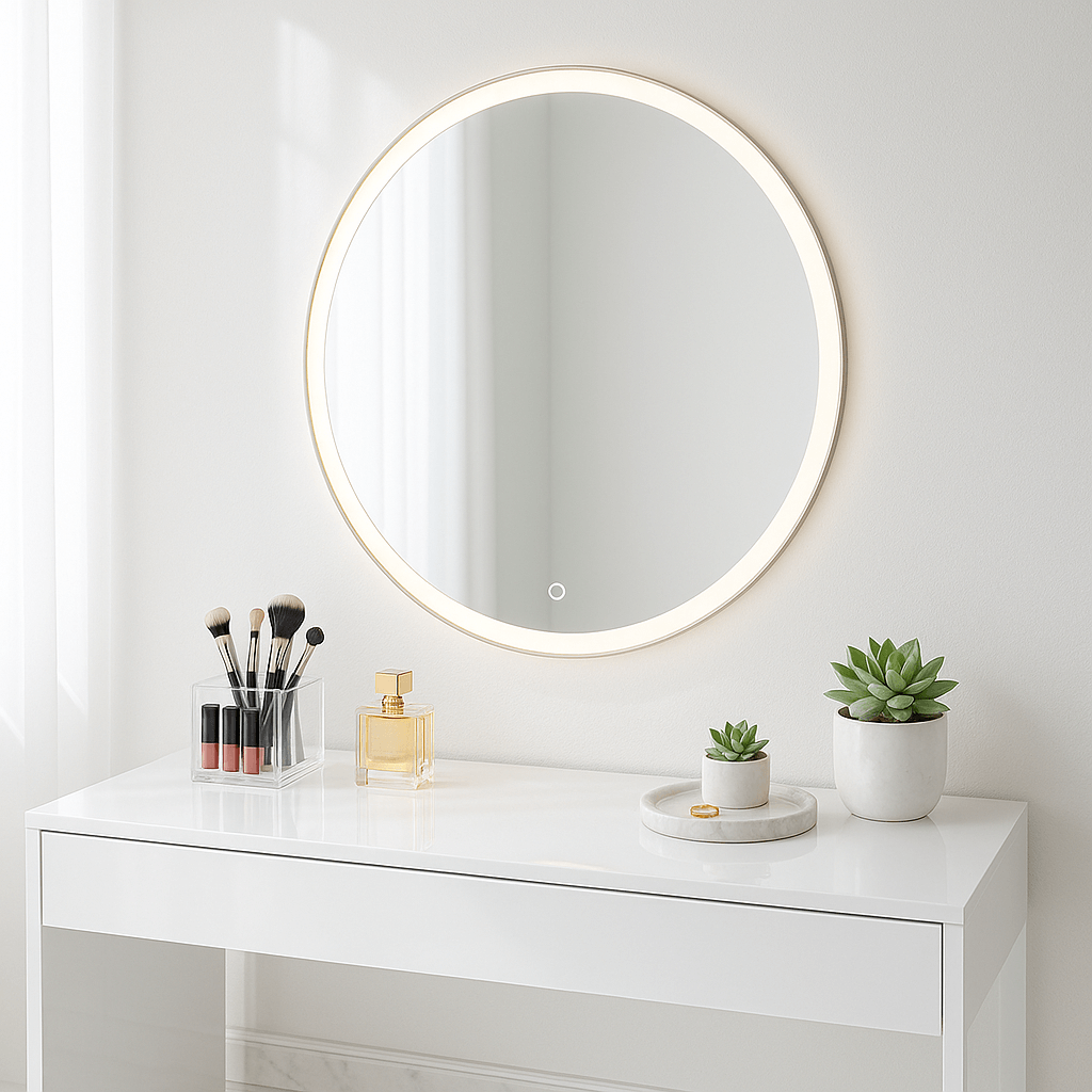 Luna 80cm Round Backlit Mirror - hollywood mirrors