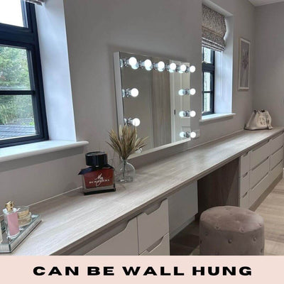 Large wall mounted Hollywood mirror with LED lights for commercial dressing rooms