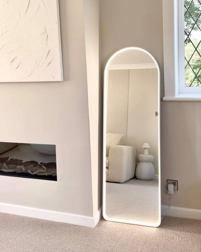 Sophia Full Length Arch Mirror White Frame