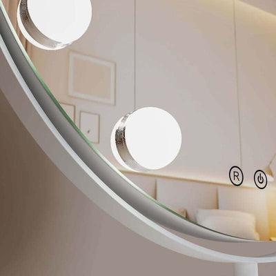 white mirror with lights