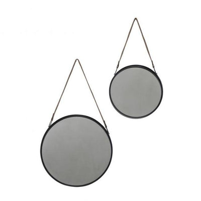 Metal Framed Marston Hanging Mirrors (Black-Set of 2)